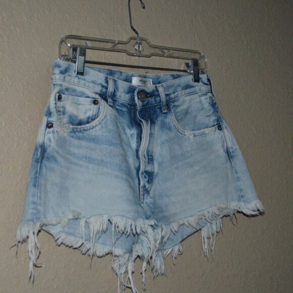 NWT $288 Sz 26 Moussy Vintage Blue Cotton Destroyed Frayed Cut Off Shor… - Picture 4 of 9